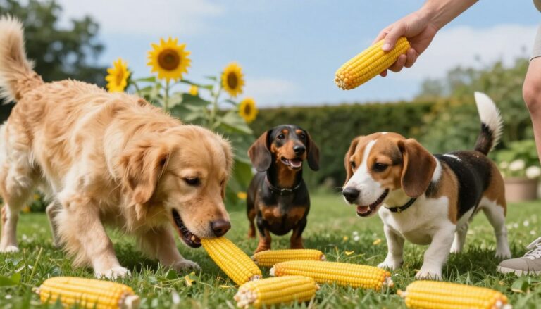 dogs and corn cobs